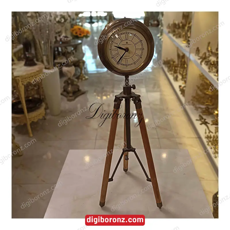 ساعت برنجی برنزی پایه دار کنارسالنی هندی