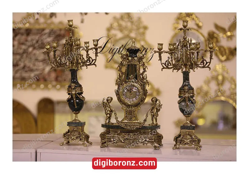 ساعت برنجی برنزی سبز خروسی