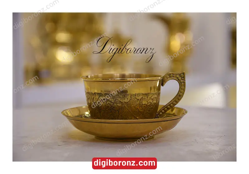فنجان دلبکی برنجی برنزی هندی طرح گل سایز بزرگ